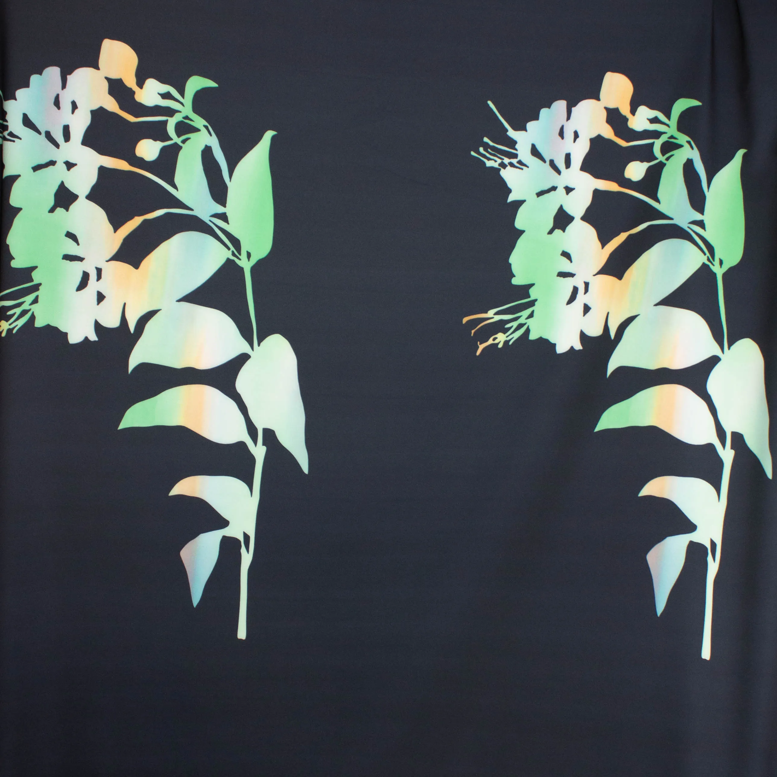 Paneel polyester groen/oranje met kleurrijke bloemen - Lorré